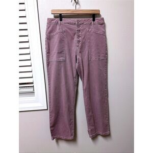 PISTOLA Tammy High Rise Utility Pants Button Fly Mauve Pink Cropped Size 32